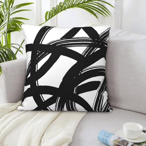 Lcokin Black and White Striped Throw Pillow Covers 18x18 in Set of 2, Decorative Abstract Art Boho Line Outdoor Pillow Case Square Cushion Covers for Farmhouse Sofa Bed Couch Living Room - Image 5