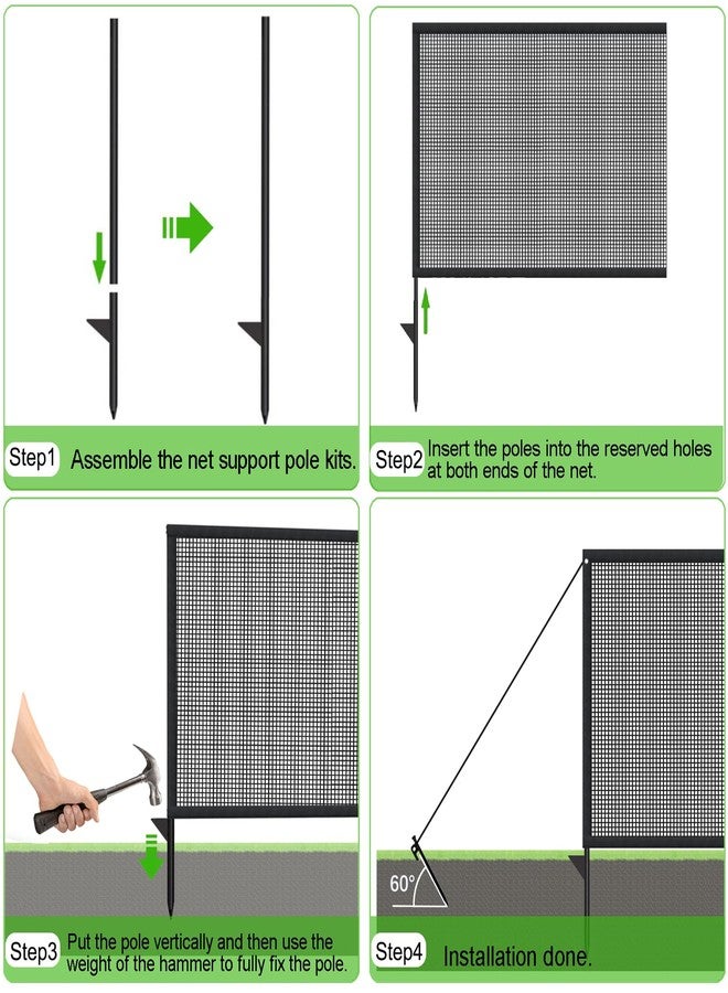 LUTICO Driveway Net for Kids Safety - LUTICO 28’ Wide 40" Tall Driveway Guard with High Visibility Reflective Tape, Driveway Net to Stop Basketballs from Rolling into Street, Easy to Install（Ebony） - Image 4