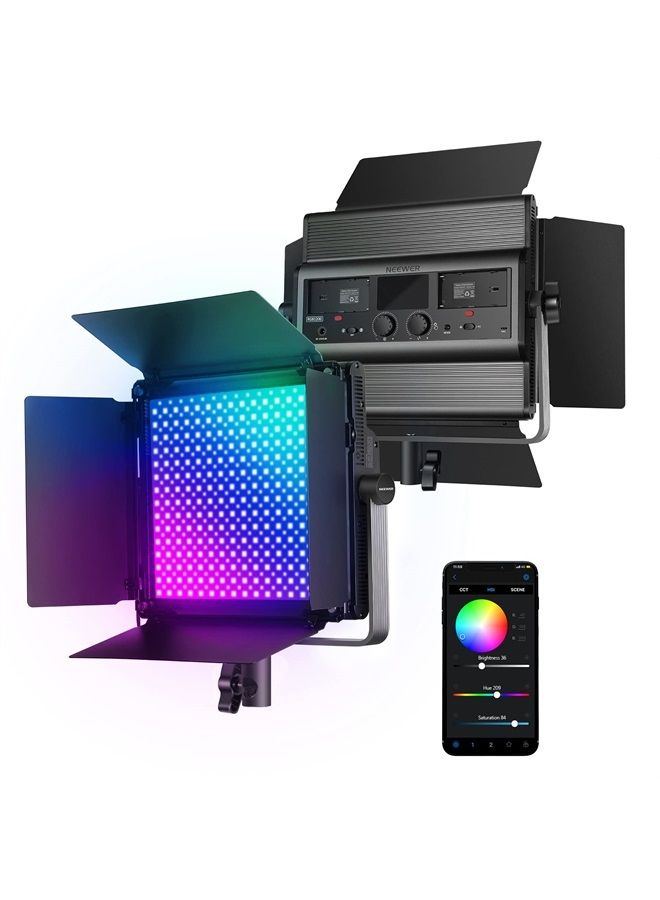 NEEWER RGB1200 60W RGB LED Video Light with APP & 2.4G Control, 22000 Lux@0.5m/1% Precise Min Dimming/360° RGB/ CRI 97+/TLCI 98+/2500K-8500K/18 Light Scenes for Studio Lighting Photography Videography - Image 1