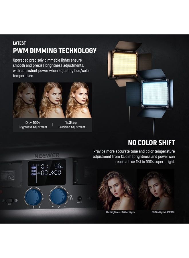 NEEWER RGB1200 60W RGB LED Video Light with APP & 2.4G Control, 22000 Lux@0.5m/1% Precise Min Dimming/360° RGB/ CRI 97+/TLCI 98+/2500K-8500K/18 Light Scenes for Studio Lighting Photography Videography - Image 3