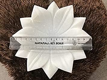 Shagun Creations Shagun Creations RS Crafts India Marble Lotus Bowl Set of 2 Lotus Plate Lotus for Home Decor 6 Inch Polished Decorative Showpiece Half Plate Marble White  - Image 5