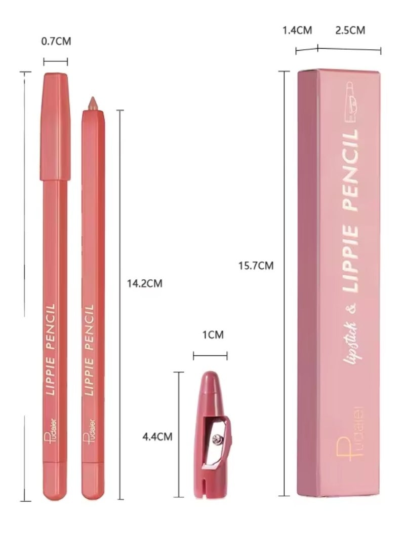 pudaier - Lippie Pencil Lipstick with Sharpener Easy to Use Lip Makeup Soft Lipliner Pencil Lip Liner Pencil Matte Waterproof Long Lasting Lipstick Lip Contour Makeup Lip Set Full Color 08 - Image 1