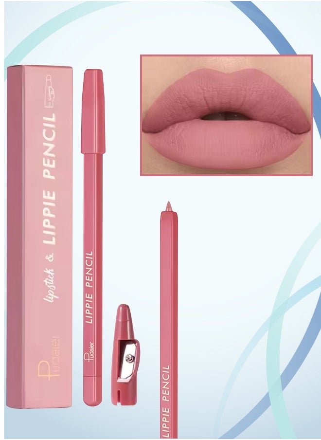 pudaier - Lippie Pencil Lipstick with Sharpener Easy to Use Lip Makeup Soft Lipliner Pencil Lip Liner Pencil Matte Waterproof Long Lasting Lipstick Lip Contour Makeup Lip Set Full Color 08 - Image 1
