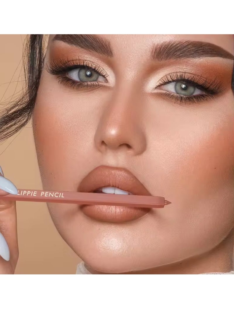 pudaier - Lippie Pencil Lipstick with Sharpener Easy to Use Lip Makeup Soft Lipliner Pencil Lip Liner Pencil Matte Waterproof Long Lasting Lipstick Lip Contour Makeup Lip Set Full Color 08 - Image 1