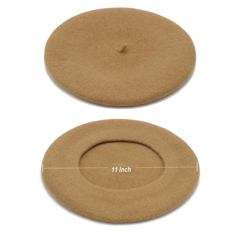 Wheebo Wool Beret Hat,Solid Color French Style Winter Warm Cap for Women Girls (Camel) - Image 4