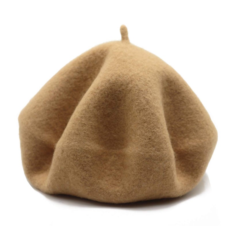 Wheebo Wool Beret Hat,Solid Color French Style Winter Warm Cap for Women Girls (Camel) - Image 5
