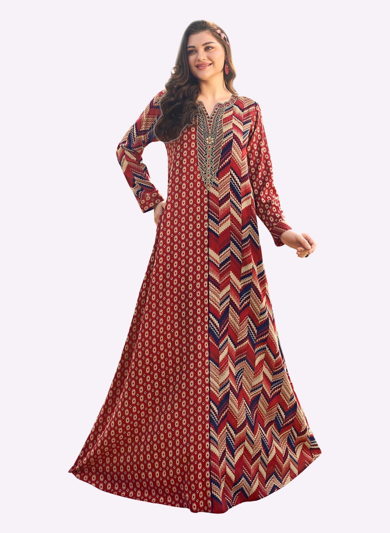 Sara Arabia Sara Arabia Dual Pattern Jalabiya  - Image 1