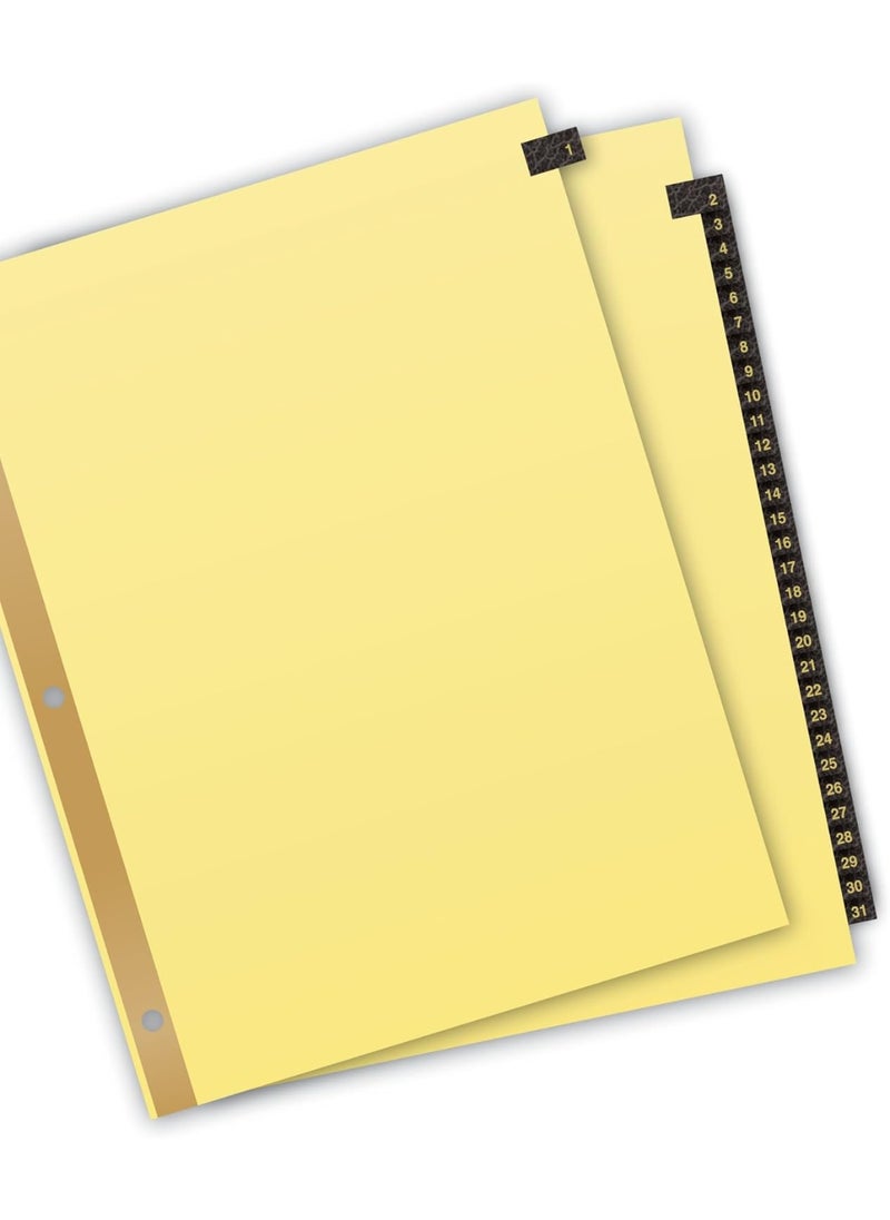 AVERY Avery Gold Reinforced Leather Tab Dividers, 31-Tab, 1-31, Letter Size, Black, 31 per Set (11352)  - Image 2