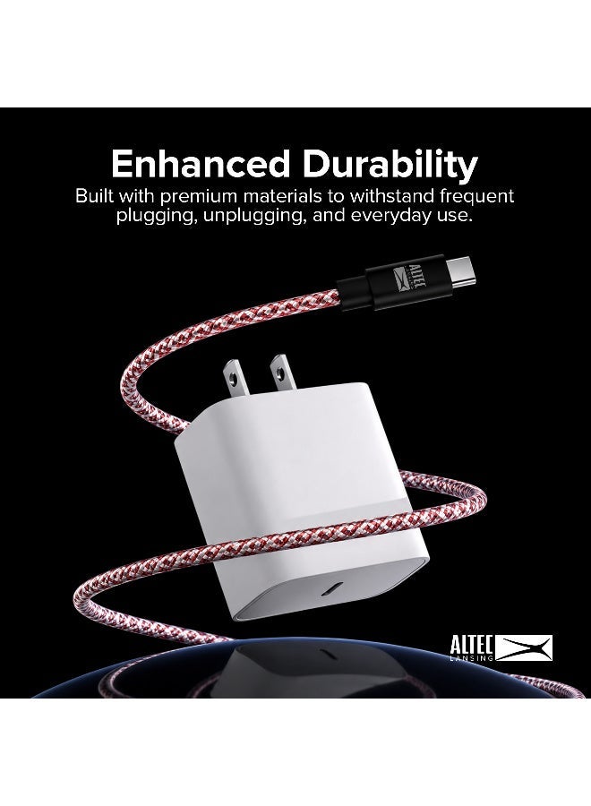 Altec Lansing 60W USB C to USB C Braided Cable [1.2M/4ft], Fast Charging Cord Compatible with iPhone 17 16 15 Pro Max, Samsung Galaxy S26 S25 S24, iPad Pro, MacBook Air, Pixel - Black - Image 4