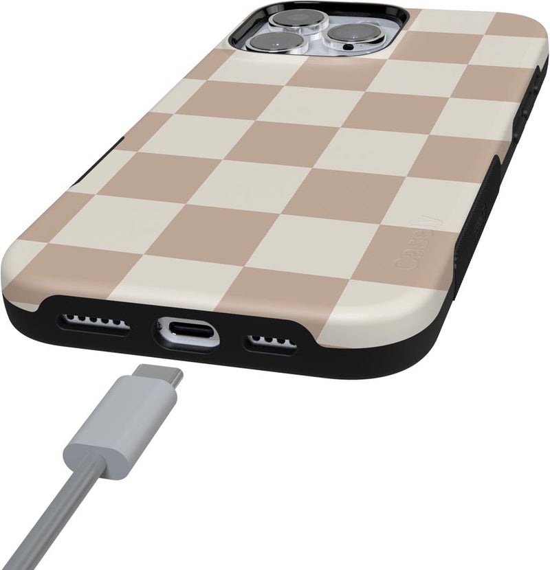 Casely iPhone 16 Pro Max Case | Fit Check | Neutral Checkerboard | Bold Protective Design | Compatible with MagSafe - Image 1
