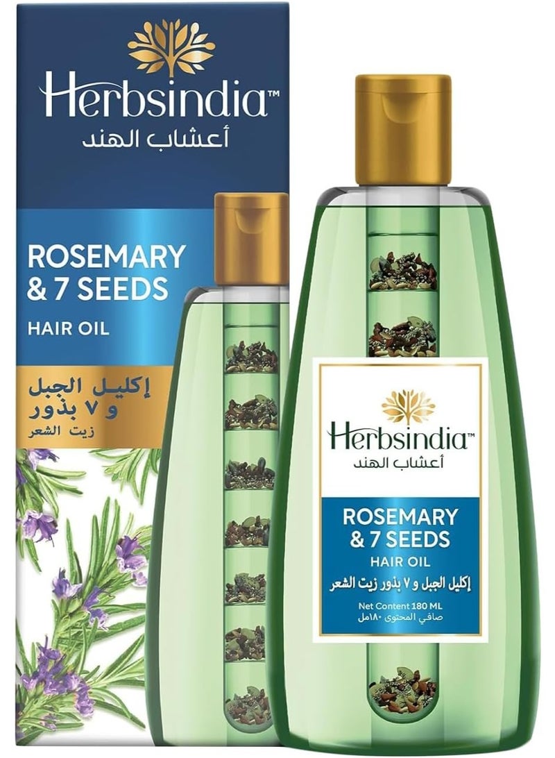 Herbsindia Rosemary & 7 Herbal Seeds Hair Oil With Nourish Tube 180 ml - Image 1