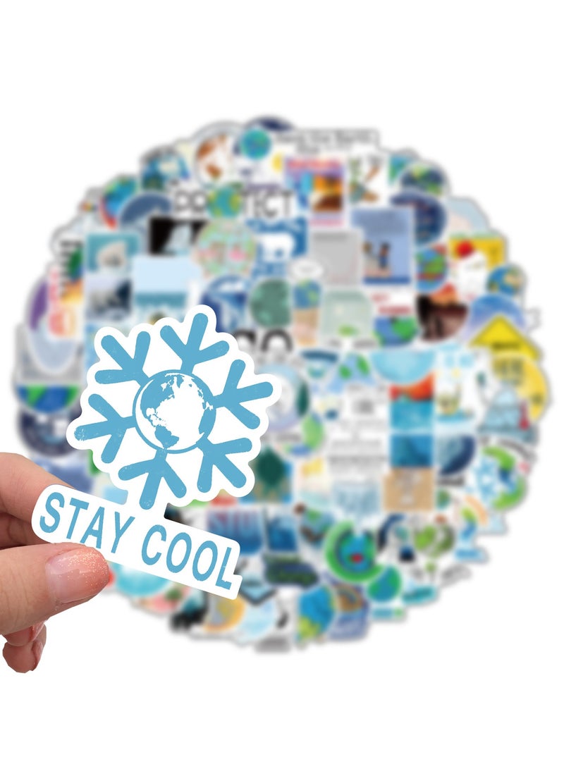 قوس قزح أورينبو ملصقات يوم الأرض 100 قطعة من ملصقات حماية البيئة المصنوعة من الفينيل ملصقات مقاومة للماء لزجاجات المياه والكمبيوتر المحمول ولوح التزلج للأطفال والمراهقين والبالغين وما إلى ذلك - Image 2