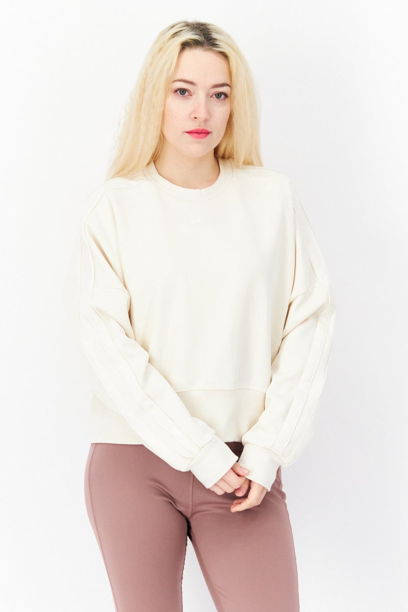 adidas Originals Women Sportswear Fit Long Sleeve Training Sweater, Cream  - Image 1