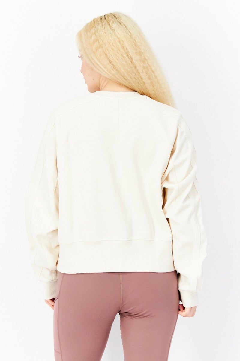 adidas Originals Women Sportswear Fit Long Sleeve Training Sweater, Cream  - Image 2