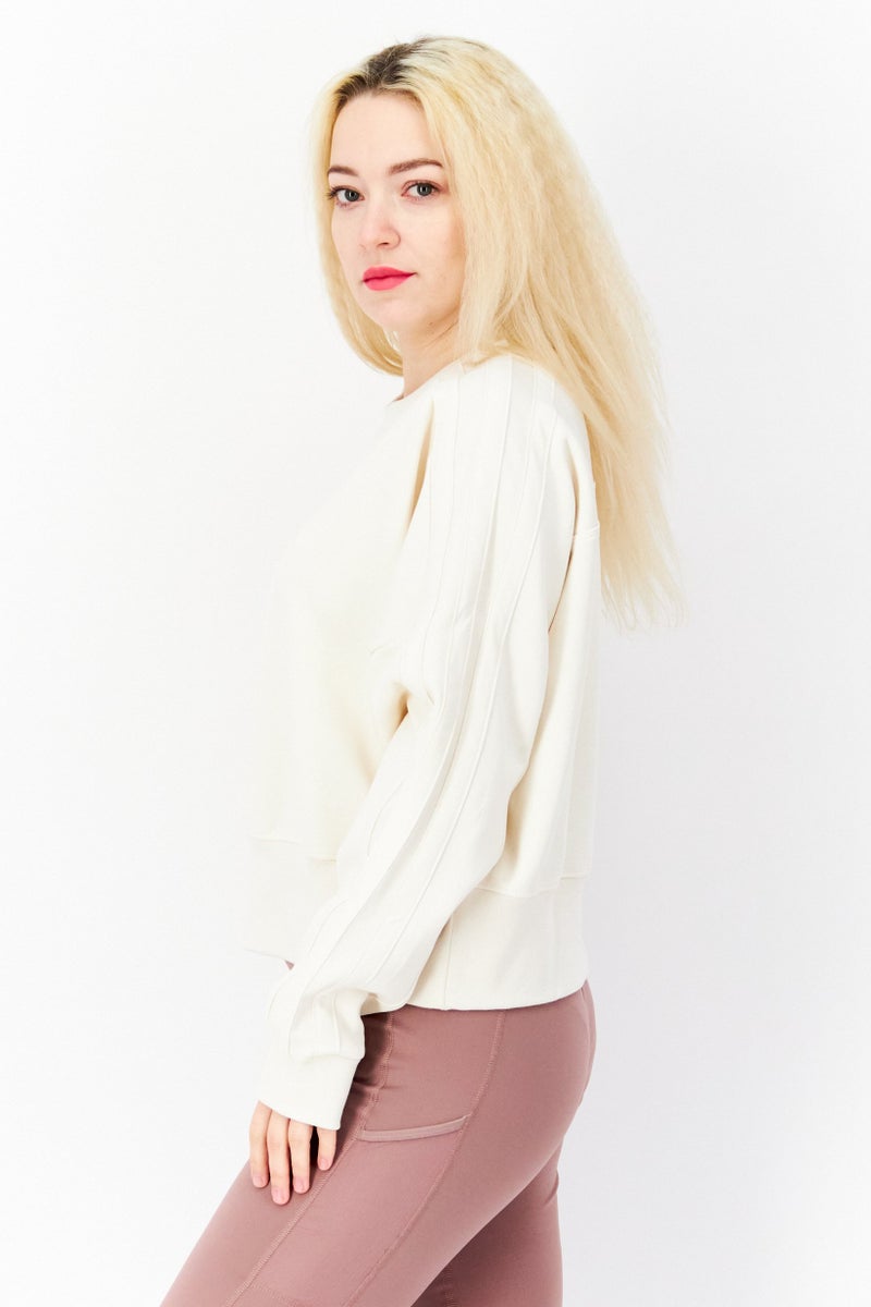 adidas Originals Women Sportswear Fit Long Sleeve Training Sweater, Cream  - Image 4