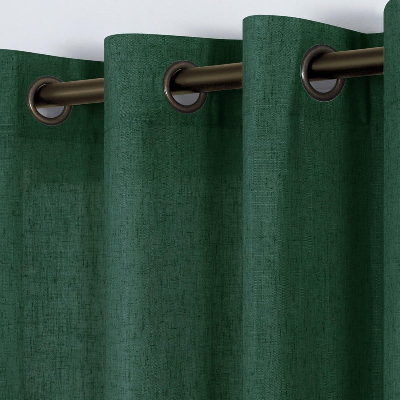 KOUFALL Hunter Forest Green Curtains for BedroomSheer Linen Curtains for Living Room 63 Inch LengthDark Pine