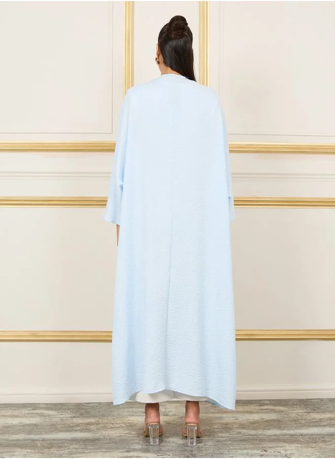 Styli Oversized Jacquard Open Hem Maxi Length Kimono