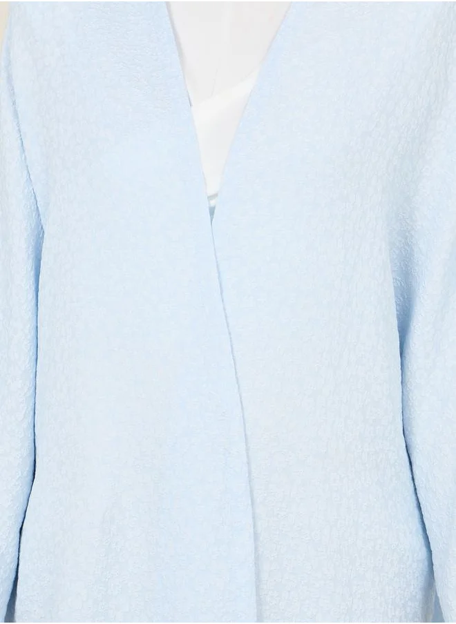 Styli Oversized Jacquard Open Hem Maxi Length Kimono