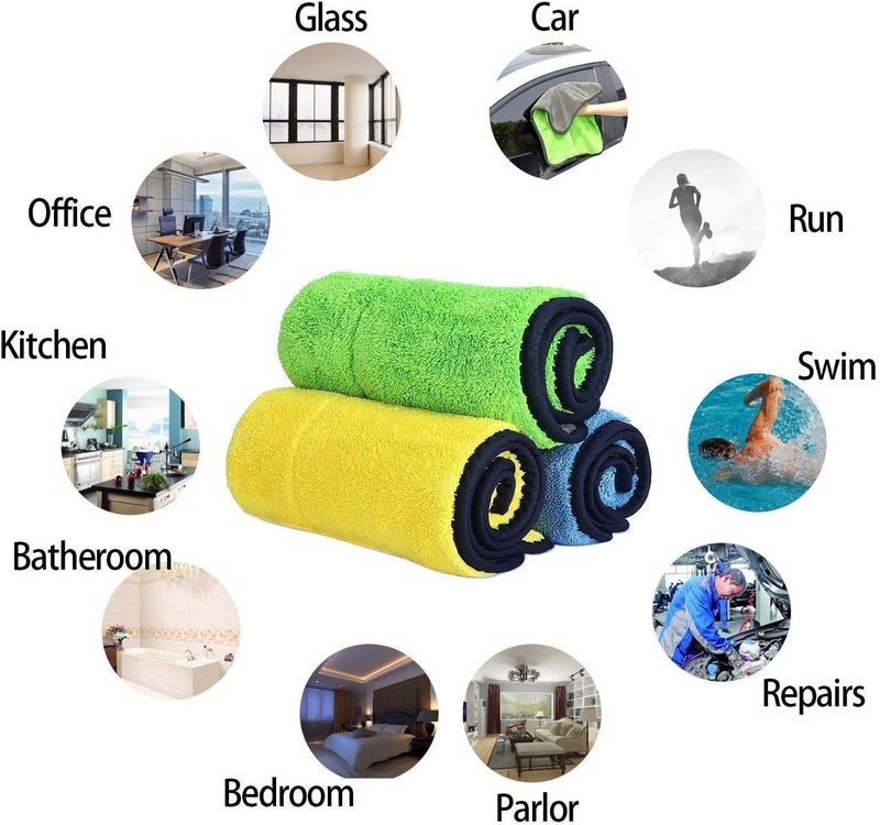 MOTRK Microfiber Towels for Car Home Kitchen Glass Window Drying Cleaning Cleaning Cleaning Cloth | Kitchen Dish Towel Car Wash Cleaning Rag (Colorful, 30 * 40 300g) - Image 3