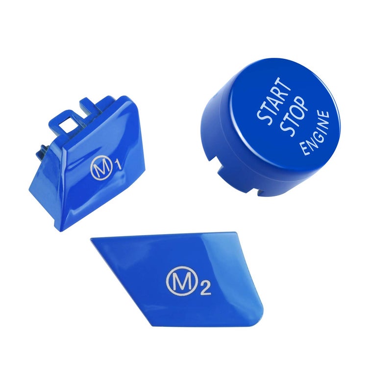 DKMUS M1 M2 buttons for BMW Steering Wheel Mode M3 M4 M5 M6 X5M X6M F80 F82 F83 F10 F15 F16 F21 F30 F32 F33 F36 F06 F12 (Blue with Start Button)