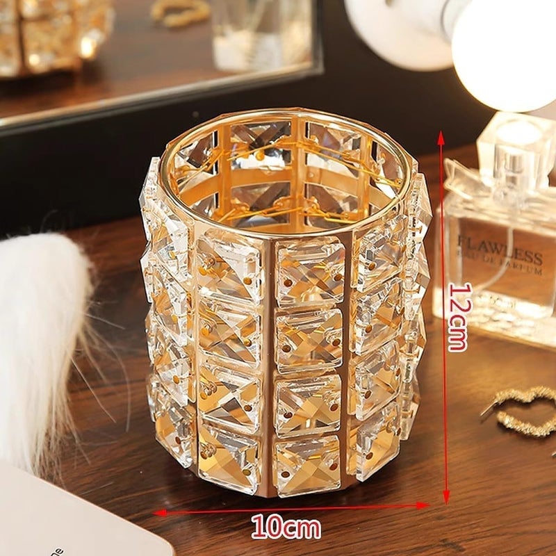 Makeup Brush Storage Box, Metal Handmade Cosmetic Brush Cup, Cosmetic Organizer for Women, Multiple Uses Cup (Gold) - Image 3