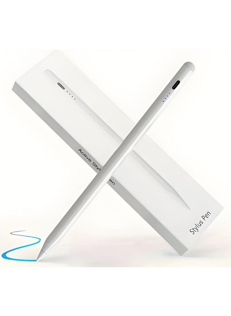 LINKUP قلم ستايلس نشط أبيض برأس رفيع لجهاز iPad و iPhone و أجهزة Samsung اللوحية، على شاشة اللمس السعوية iOS و Android، لتدوين الملاحظات والرسم بخط اليد بدون تأخير أو تخطي، قابل لإعادة الشحن، KECOW - Image 1