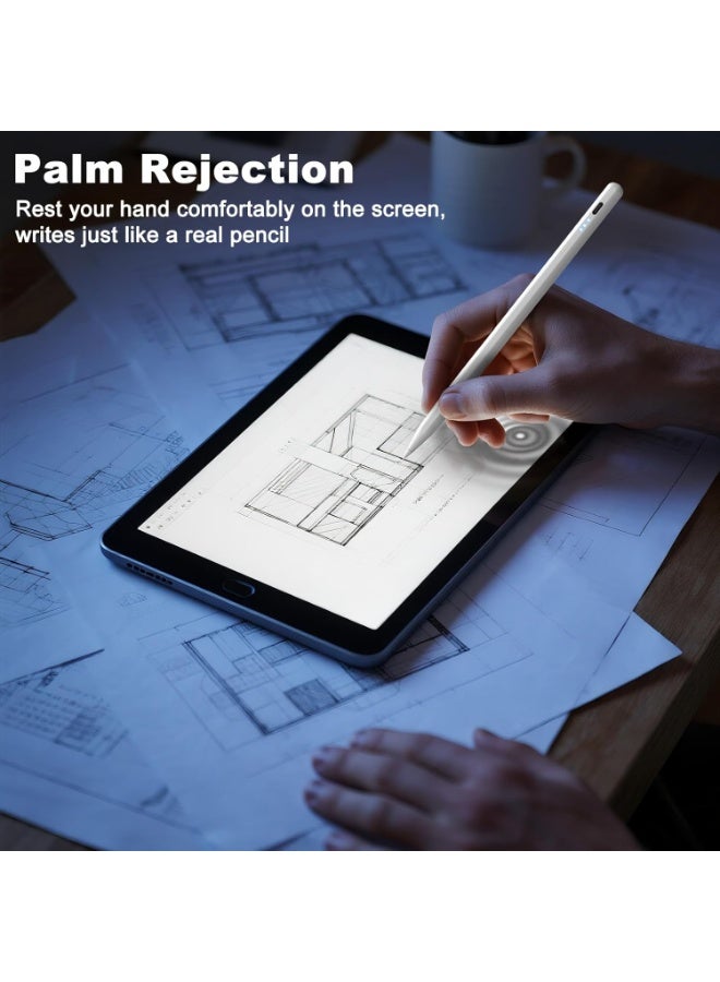 LINKUP قلم ستايلس نشط أبيض برأس رفيع لجهاز iPad و iPhone و أجهزة Samsung اللوحية، على شاشة اللمس السعوية iOS و Android، لتدوين الملاحظات والرسم بخط اليد بدون تأخير أو تخطي، قابل لإعادة الشحن، KECOW - Image 3