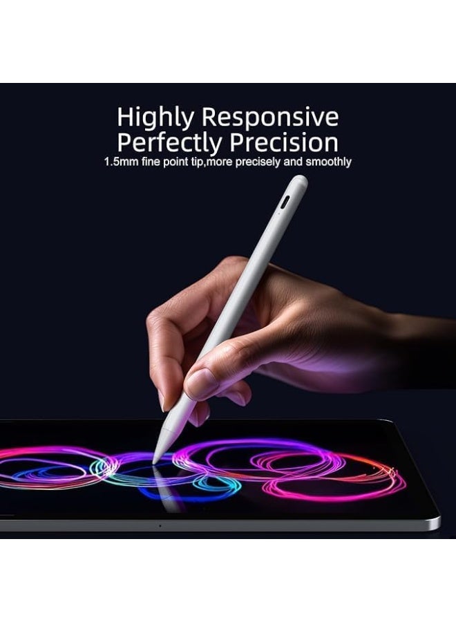 LINKUP قلم ستايلس نشط أبيض برأس رفيع لجهاز iPad و iPhone و أجهزة Samsung اللوحية، على شاشة اللمس السعوية iOS و Android، لتدوين الملاحظات والرسم بخط اليد بدون تأخير أو تخطي، قابل لإعادة الشحن، KECOW - Image 4