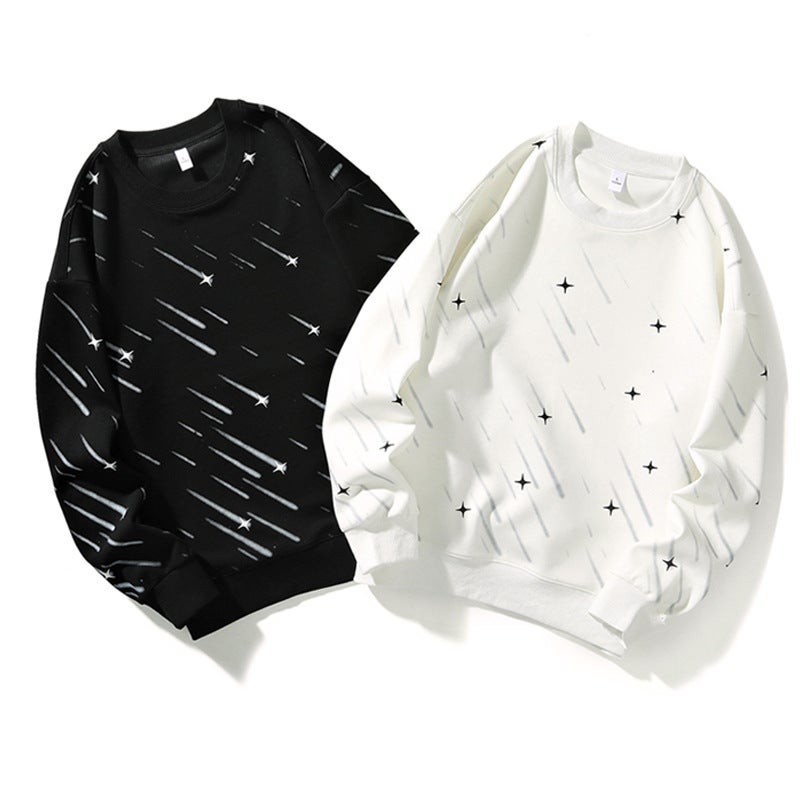 Mens Sweatshirt New Fashion Printed Long T-shirt Mens Spring and Autumn Hooded Casual Loose Base Top White  - Image 4