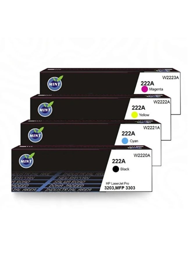 طقم حبر منت 222A - W2220A/W2221A/W2222A/W2223A متوافق مع طابعات اتش بي