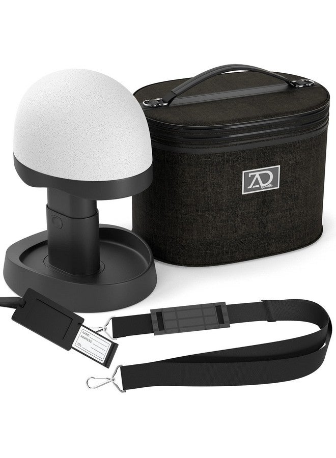 Adolfo Design Wig Travel Case 8"12" High Wig Box With Collapsible Wig Stand Dome Foam Wig Head Stand In Zipper Carrying Case W/Handle For Safe Traveling Storage Of Wigs Lace Front Cap Toupee (Denim Black) - Image 1