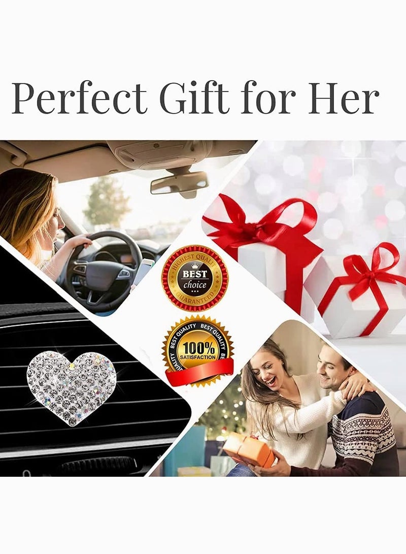Diamond Heart Shaped Car Air Vent Aroma Diffuser Clip Silver Pack of 2 - Image 4