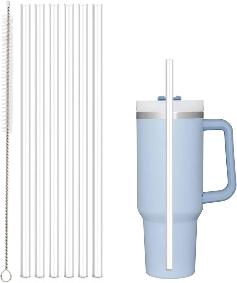 Beonsky Replacement Straw Compatible with Stanley 40 oz 30 oz Cup Tumbler, 6 Pack Reusable Straw with Cleaning Brush, Plastic, Clear - Image 1