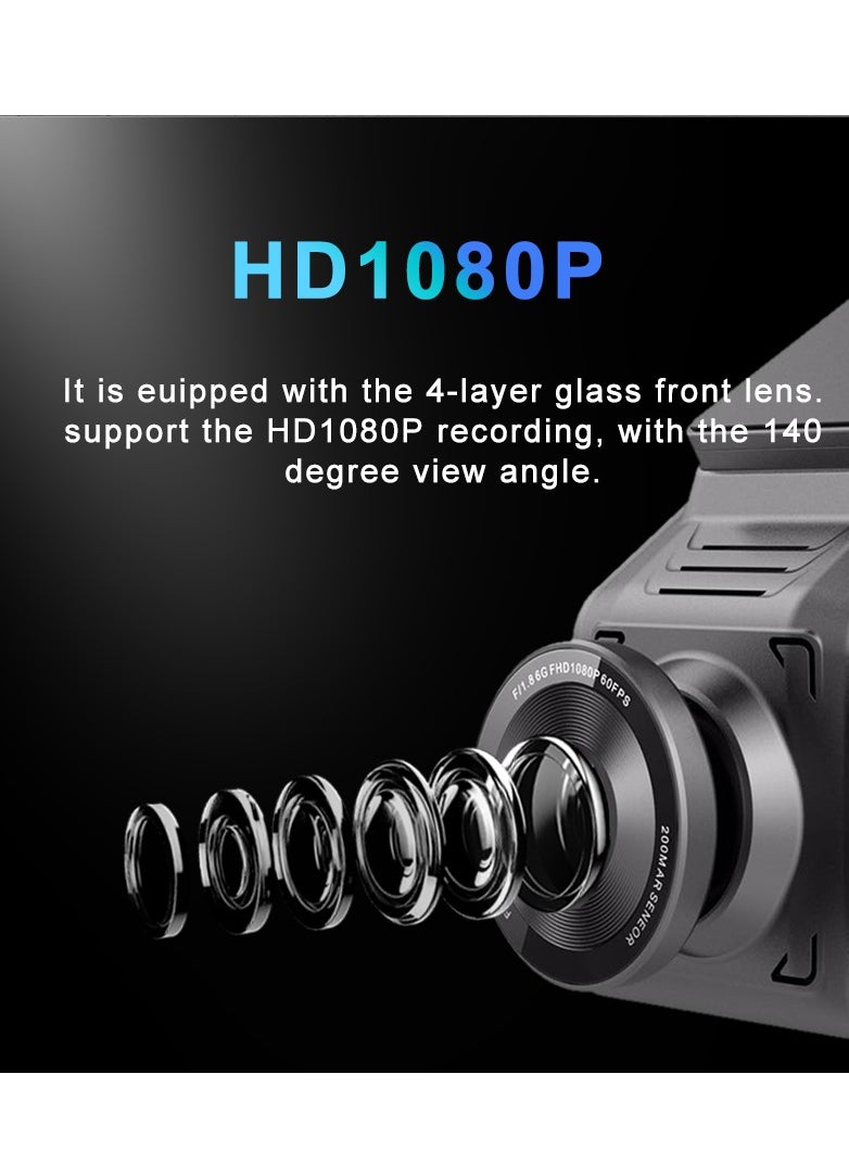 4G Dual-camera HD Dash cam, 2K Front and 480P Rear Cars Camera, Built-in WiFi Dash Camera for Cars with Night Vision