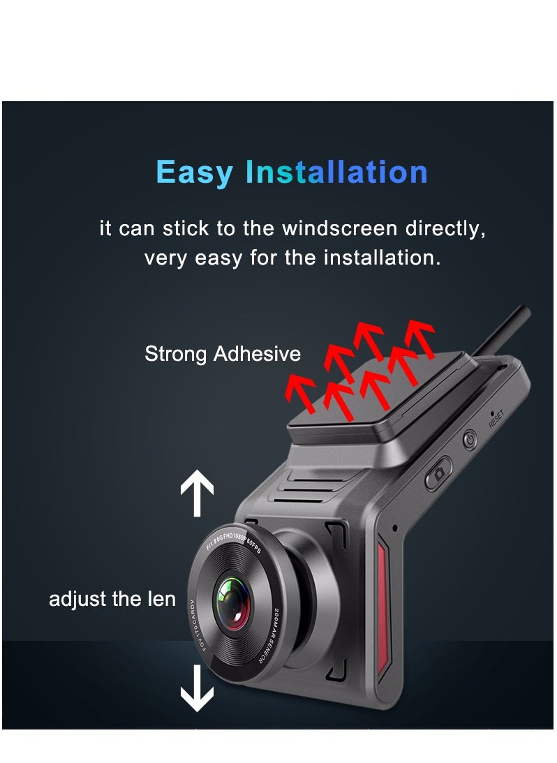 4G Dual-camera HD Dash cam, 2K Front and 480P Rear Cars Camera, Built-in WiFi Dash Camera for Cars with Night Vision