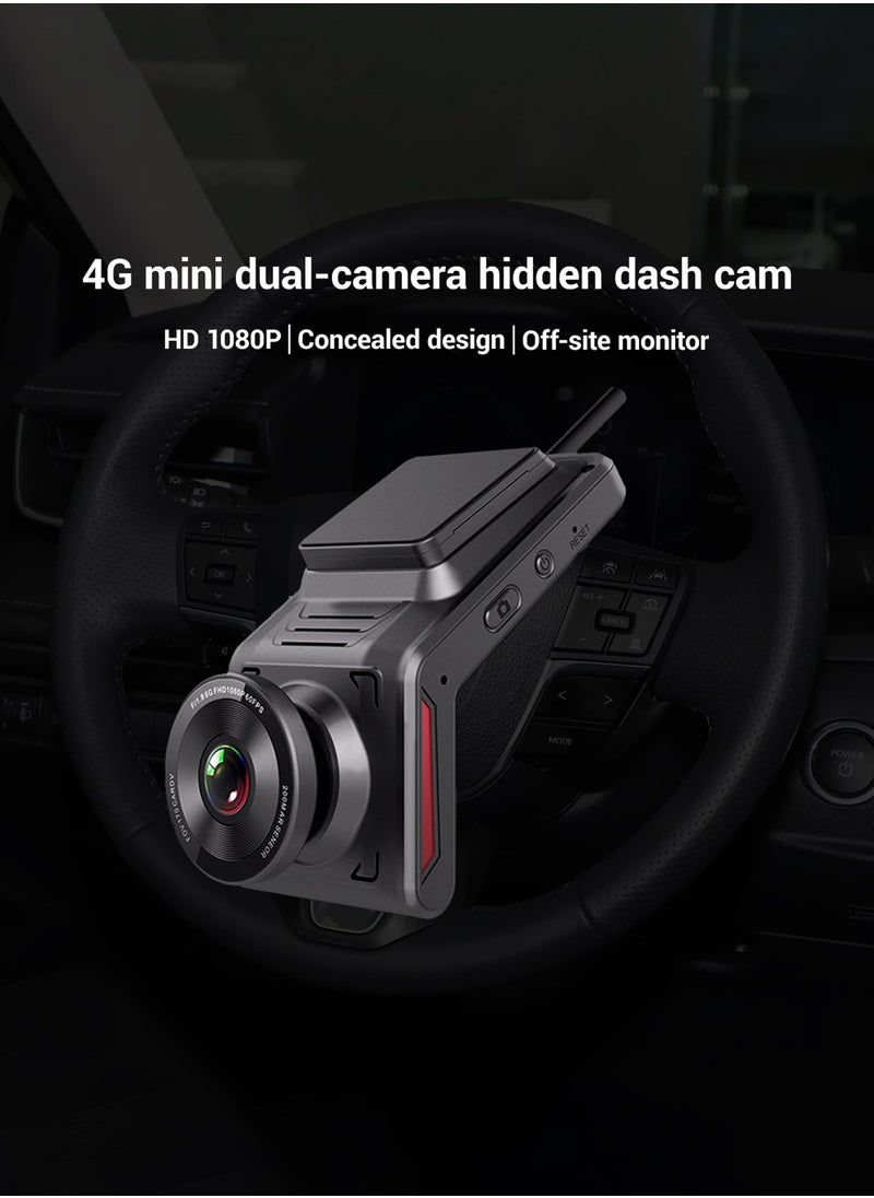 4G Dual-camera HD Dash cam, 2K Front and 480P Rear Cars Camera, Built-in WiFi Dash Camera for Cars with Night Vision