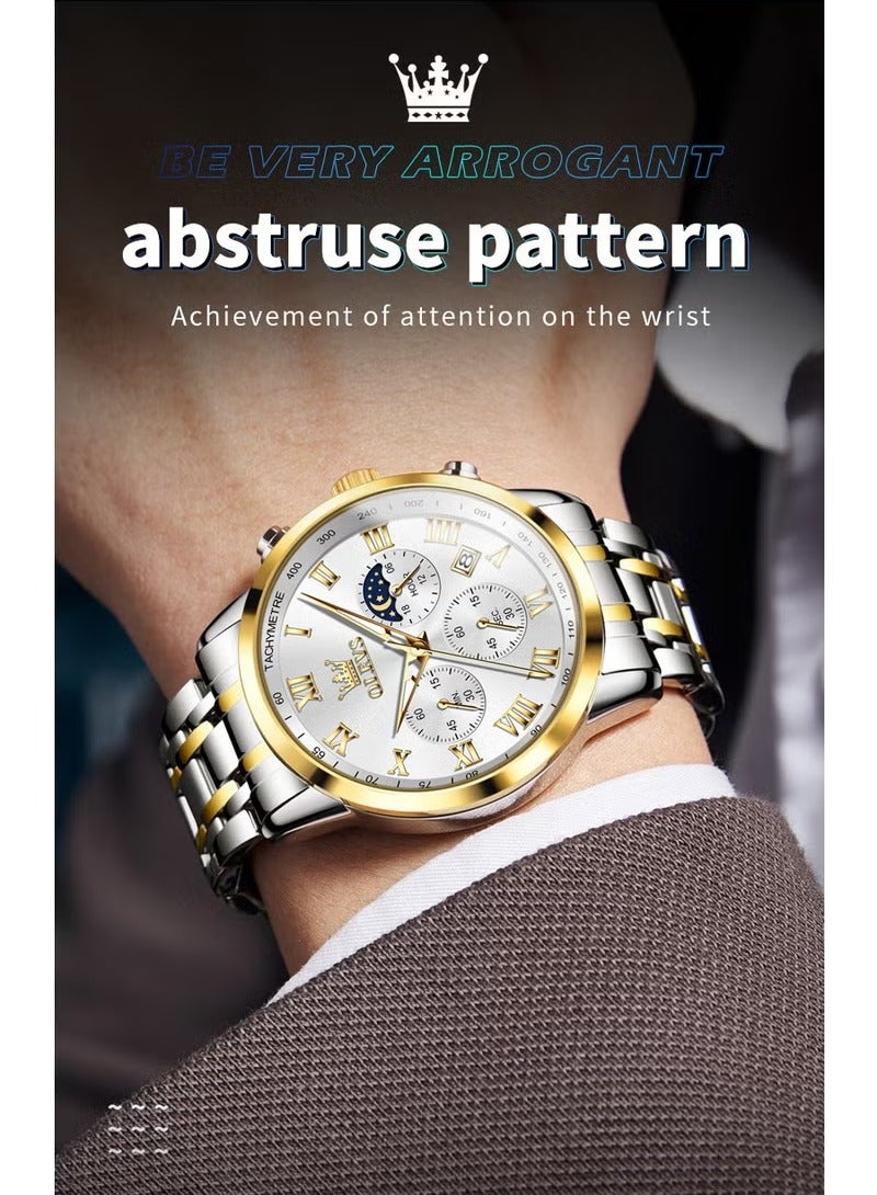 OLEVS Watches For Men Quartz Stainless Steel Water Resistant Watch 5529 - Image 3