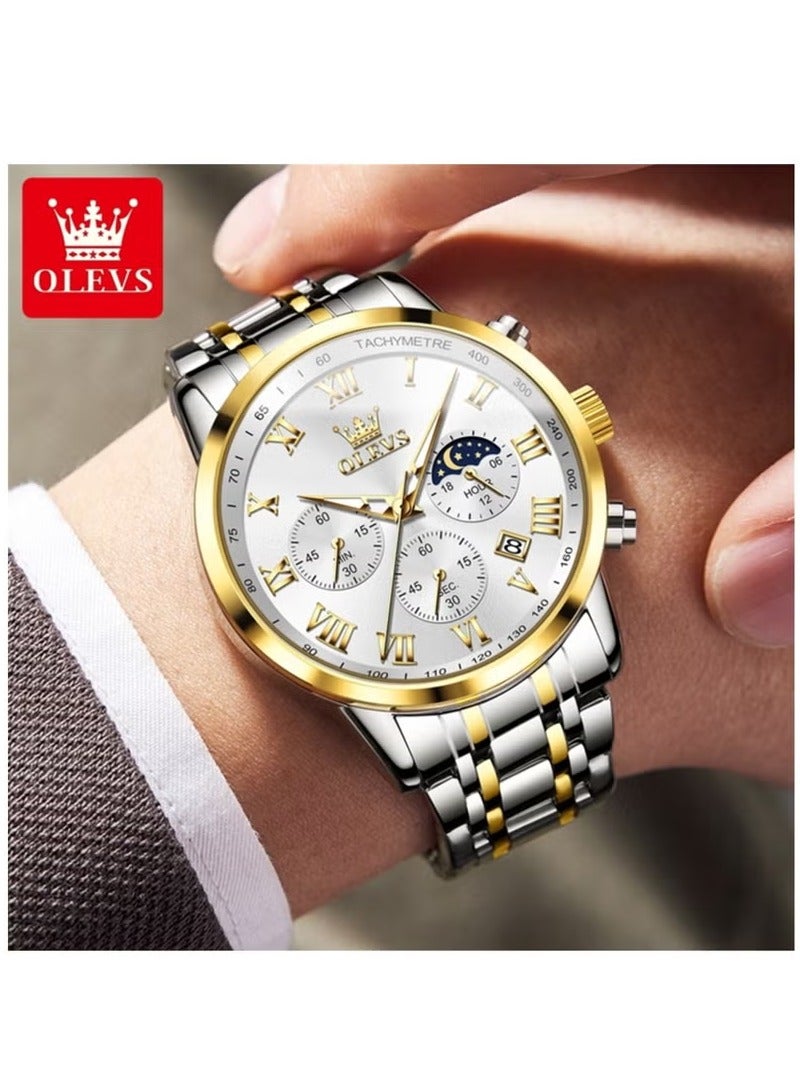 OLEVS Watches For Men Quartz Stainless Steel Water Resistant Watch 5529 - Image 2