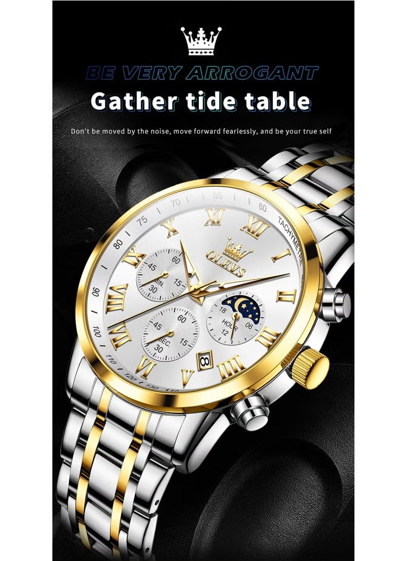 OLEVS Watches For Men Quartz Stainless Steel Water Resistant Watch 5529 - Image 4