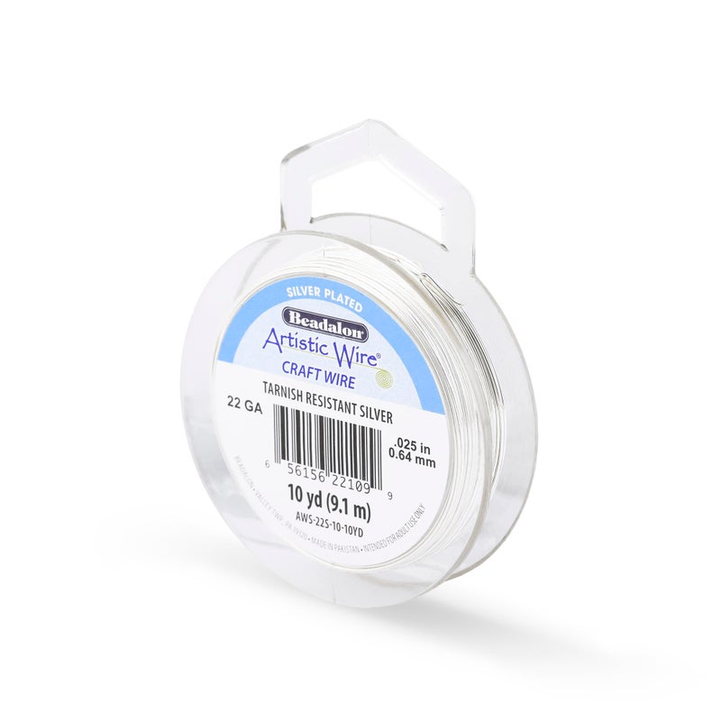 Artistic Wire سلك فني، 22 قياس مطلي بالفضة مقاوم للتآكل سلك نحاسي ملون، فضة مقاومة للتآكل، 10 ياردة - Image 1