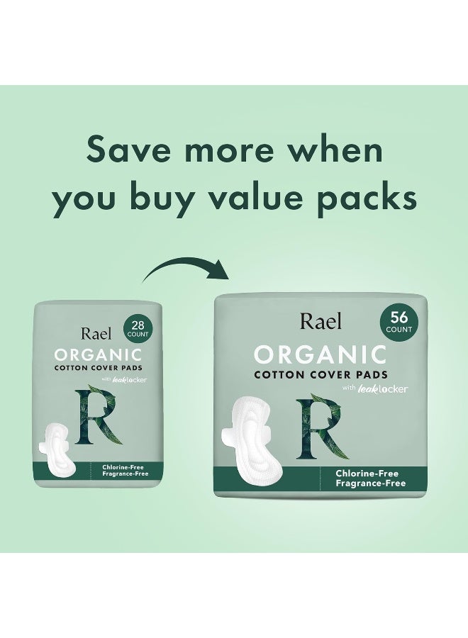 Rael Pads For Women, Organic Cotton Cover Pads - Regular Absorbency, Unscented, Ultra Thin Pads with Wings for Women (Regular, 28 Count) - Image 5