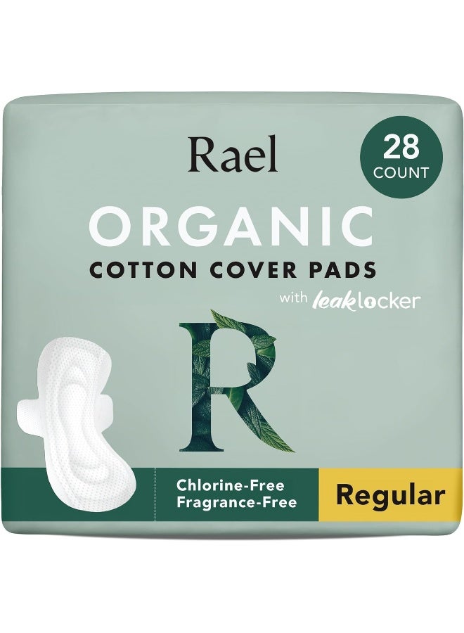 Rael Pads For Women, Organic Cotton Cover Pads - Regular Absorbency, Unscented, Ultra Thin Pads with Wings for Women (Regular, 28 Count) - Image 1