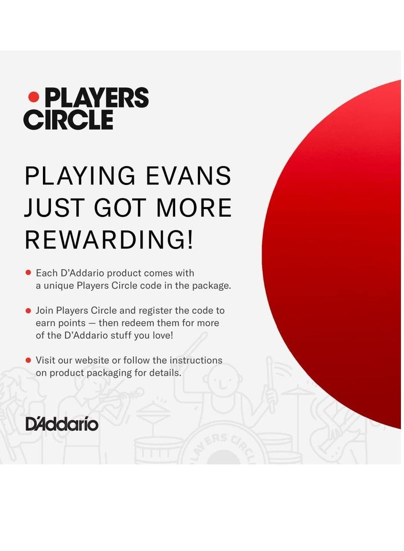 EVANS رأس طبلة Evans EMAD2 Clear Bass مقاس 22 بوصة - نظام تخميد قابل للتعديل مثبت خارجيًا يسمح للاعب بتعديل الهجوم والتركيز - حلقتان تخميد من الرغوة لخيارات الصوت - متعدد الاستخدامات لجميع أنواع الموسيقى - Image 4