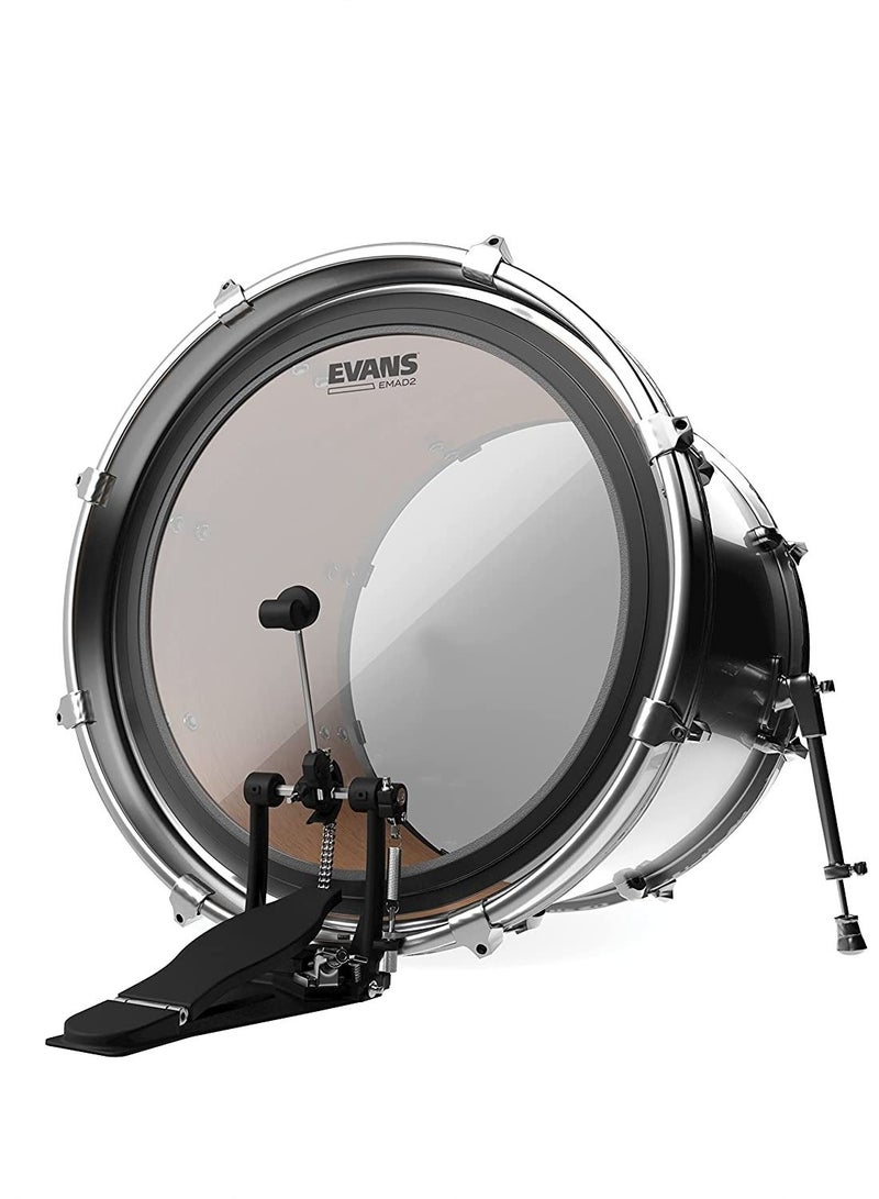 EVANS رأس طبلة Evans EMAD2 Clear Bass مقاس 22 بوصة - نظام تخميد قابل للتعديل مثبت خارجيًا يسمح للاعب بتعديل الهجوم والتركيز - حلقتان تخميد من الرغوة لخيارات الصوت - متعدد الاستخدامات لجميع أنواع الموسيقى - Image 2