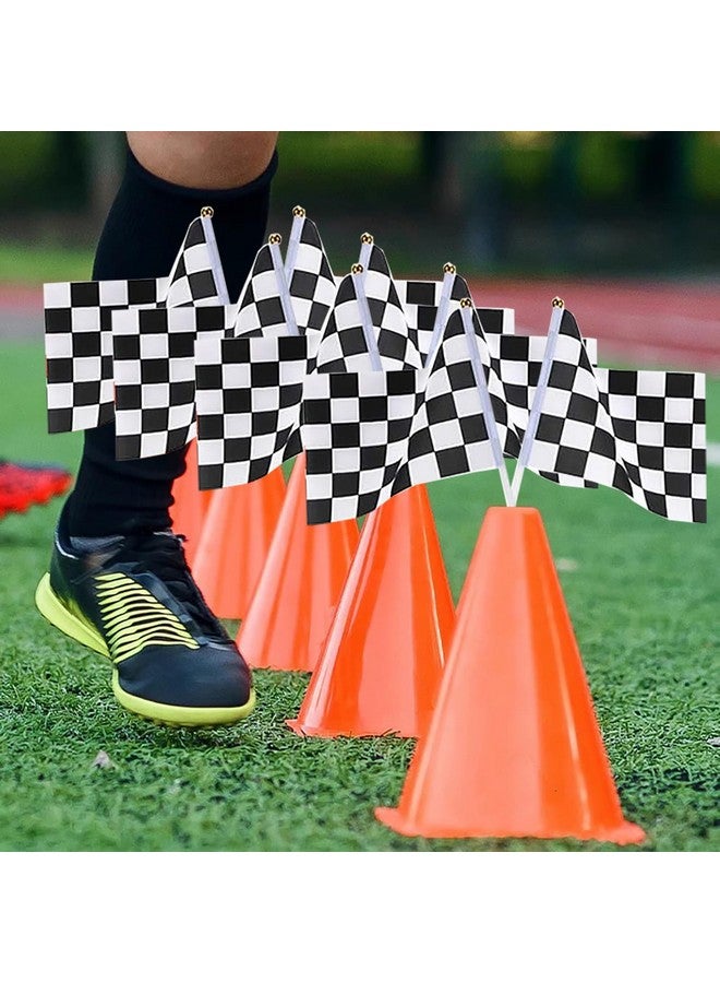 RECER Traffic Cones with Racing Checkered Flags-8 Traffic Cones With Hole on Top, 16 Checkered Flags, Race Car Birthday Party Supplies, Table Centerpiece Decorations, Kids Gift (18PCS) - Image 5