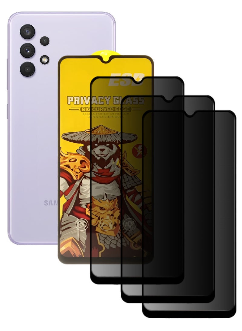 ESD 3 Pieces Tempered Dustproof Privacy Glass Screen Protector Compatible For Samsung Galaxy A32 4G - Image 1