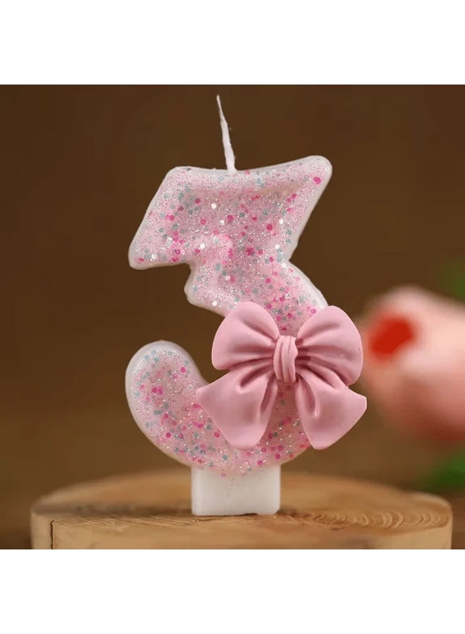 E.V.A Adalie Pink Bow Number Candle - 3