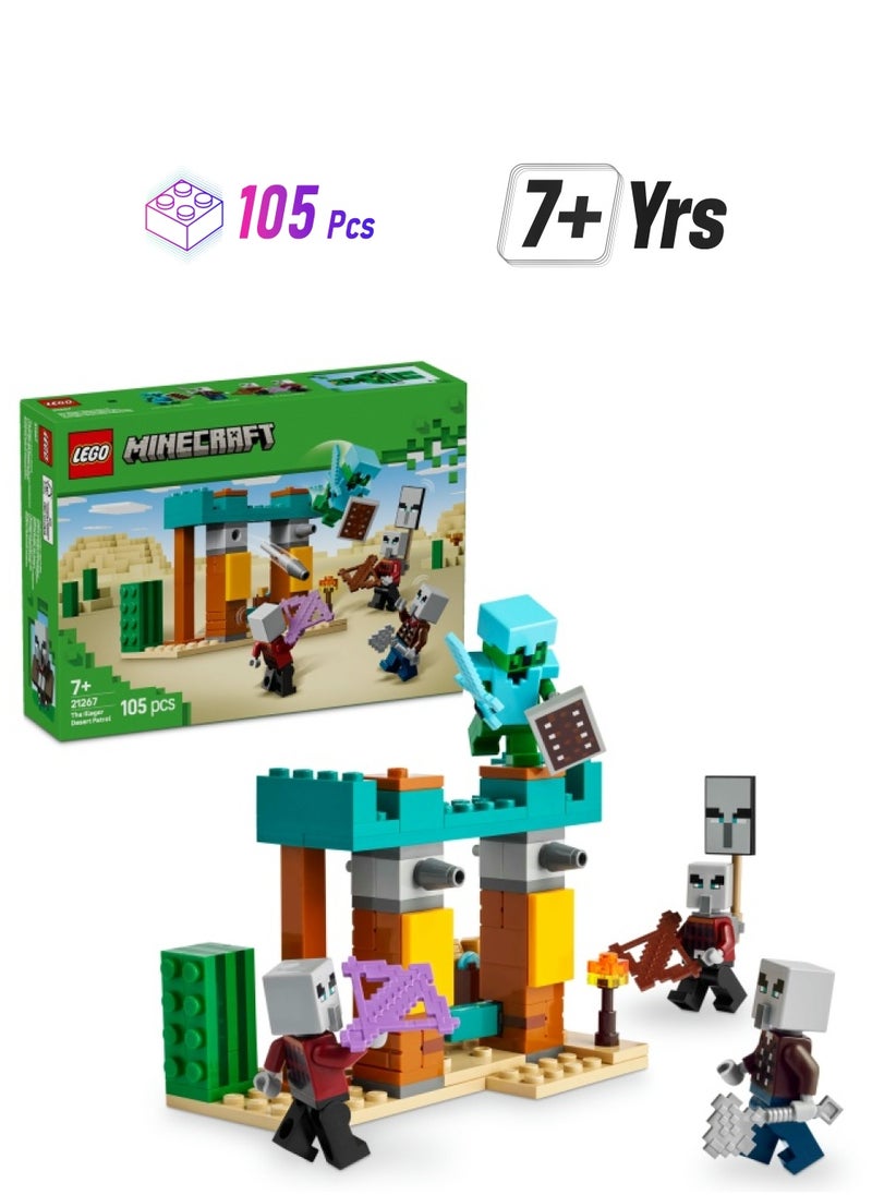 LEGO Minecraft The Illager Desert Patrol Set - Building Toy Features Pillager, Vindicator and Cactus Knight Figures for Pretend Play - Birthday Gift for 7+ Year Old Boys & Girls21267 (105 pieces)  - Image 1