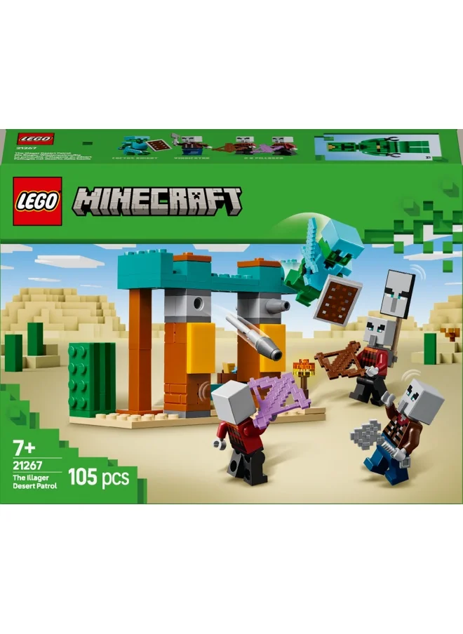 ليغو LEGO Minecraft The Illager Desert Patrol Set -  Building Toy Features Pillager, Vindicator and Cactus Knight Figures for Pretend Play - Birthday Gift for 7+ Year Old Boys & Girls21267