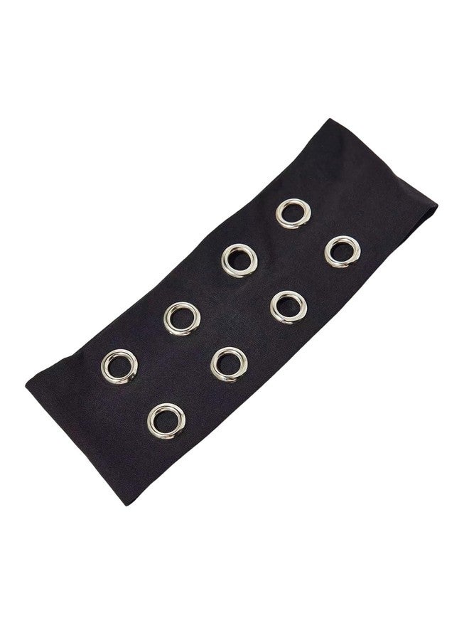 MakeMeChic Women's Hollow Out Eyelets Elastic Headband Wide Headbands Y2k Punk Hair Band Black One-Size - Image 1